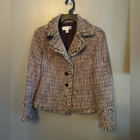 Casual Corner Jackets & Blazers - Vintage Casual Corner Plum/Pink Tweed Blazer